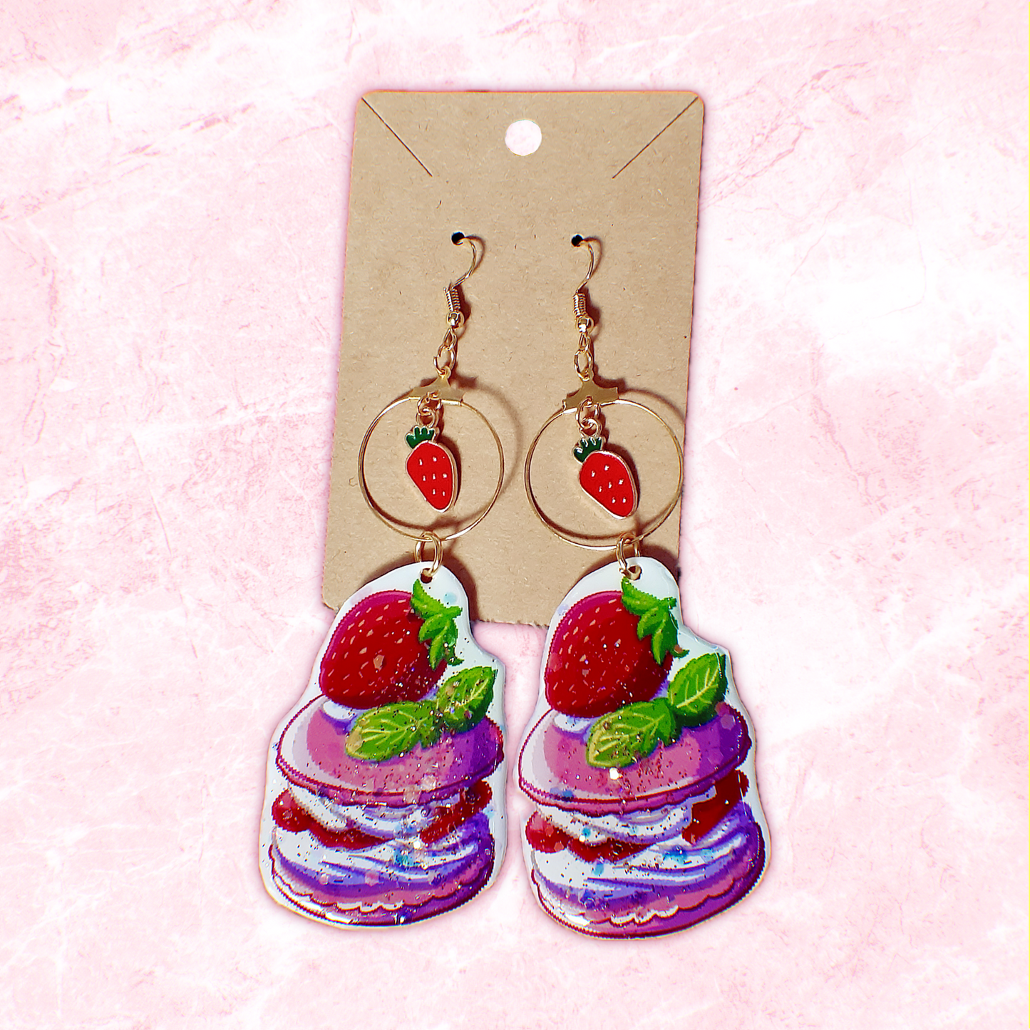 Strawberry Macaroon Dangle Earrings